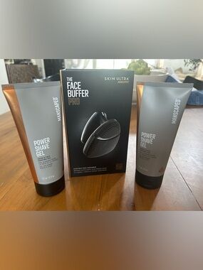 NWT Manscaped The Face Buffer Pro + Power Shave Gel Set - Gray & Copper